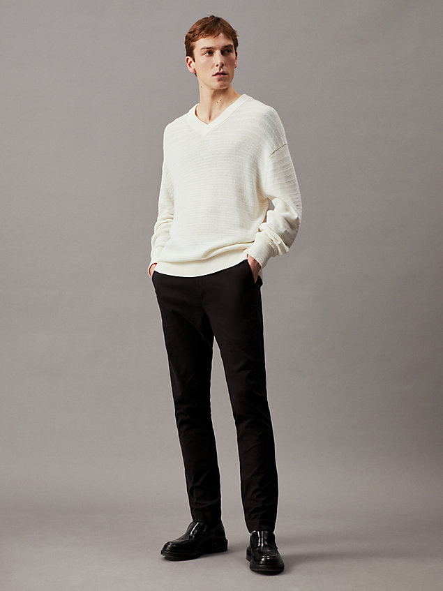 black slim belted chino trousers for men calvin klein