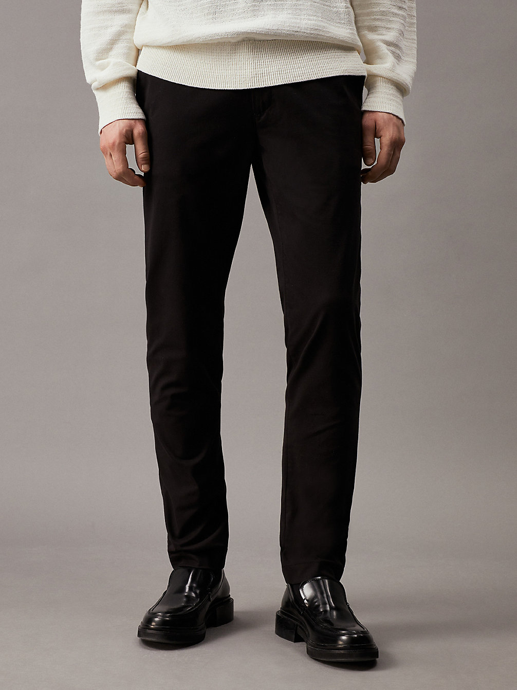 CK BLACK Slim Belted Chino Trousers undefined Men Calvin Klein