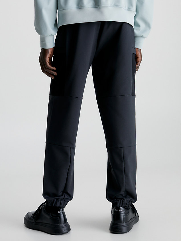 black recycled polyester cargo trousers for men calvin klein