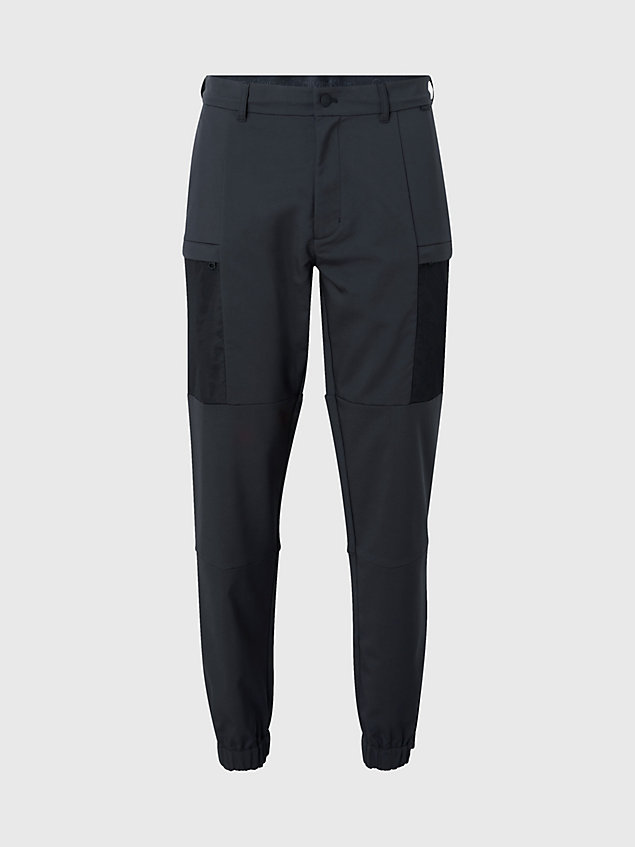 black recycled polyester cargo trousers for men calvin klein