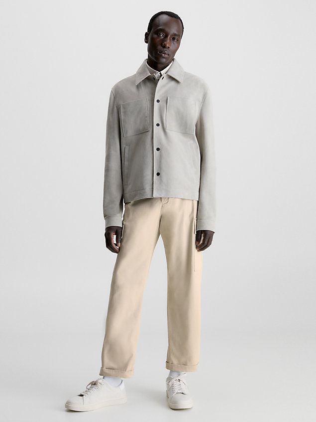 beige relaxed cargo trousers for men calvin klein