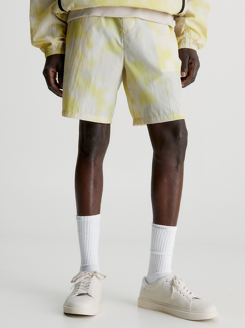 YELLOW SAND/STONY BEIGE CAMO Relaxed Tie Dye Shorts undefined men Calvin Klein