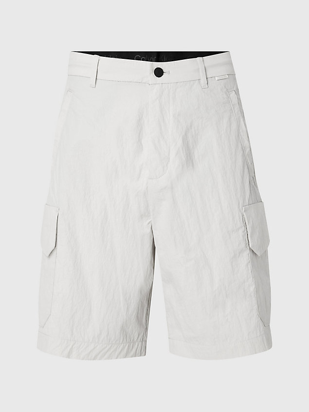 beige relaxed nylon cargo shorts for men calvin klein