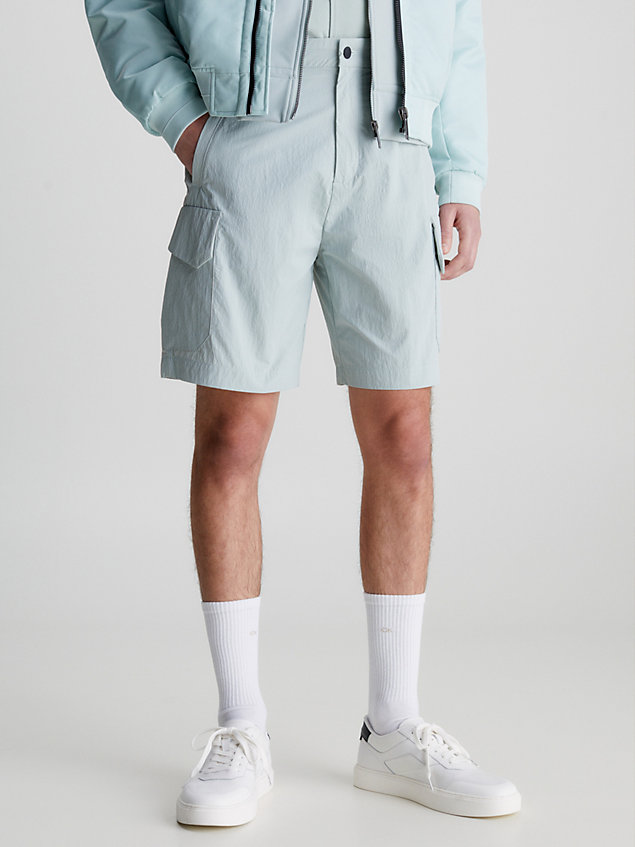 green relaxed nylon cargo shorts for men calvin klein