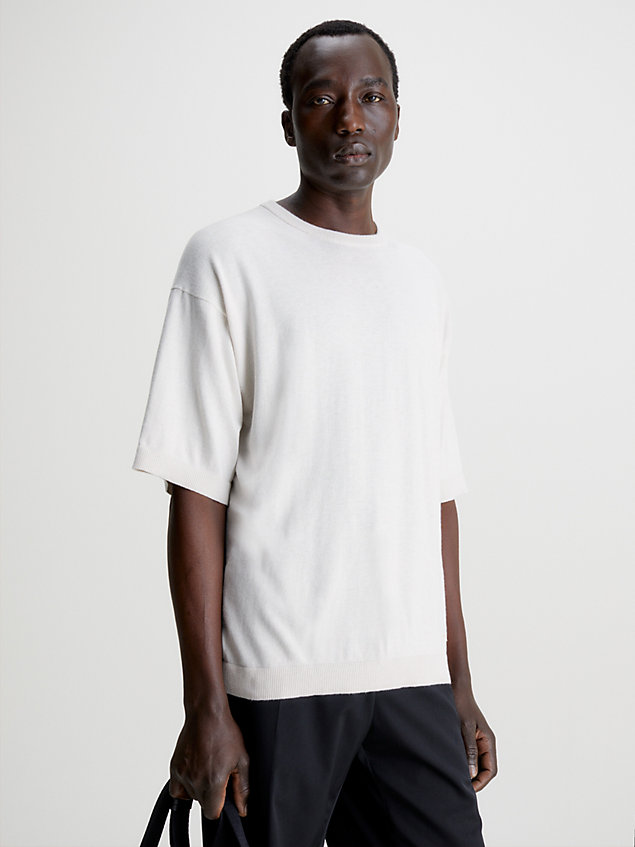 beige t-shirt coolmax z przetworzonego materiału dla mężczyźni - calvin klein