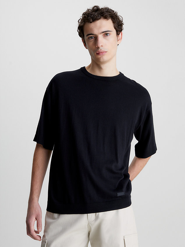 black t-shirt coolmax z przetworzonego materiału dla mężczyźni - calvin klein