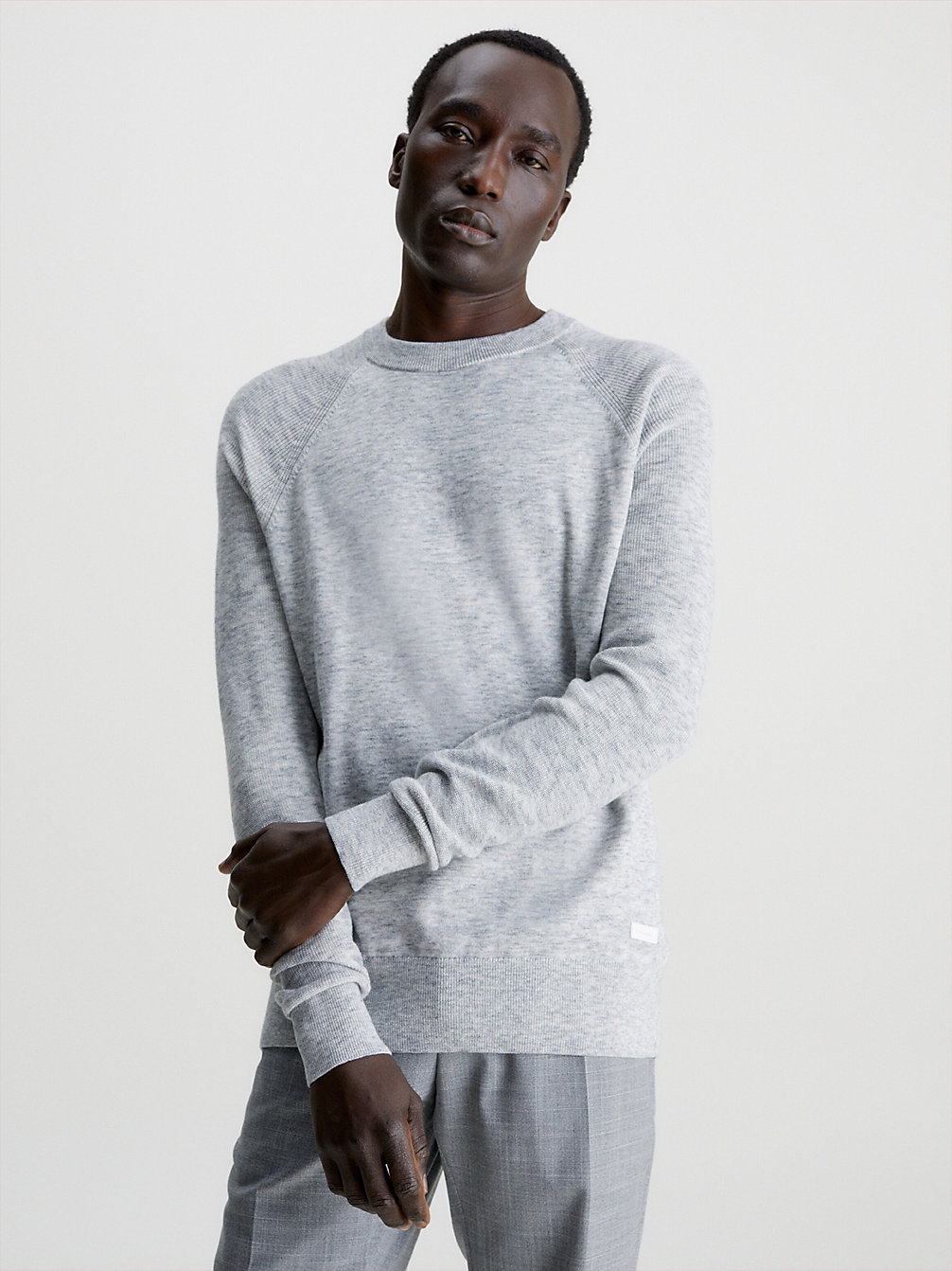 LIGHT GREY Pull Relaxed Space Dye undefined hommes Calvin Klein