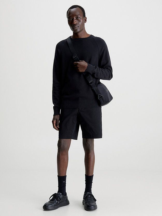 ck black organic cotton textured jumper for men calvin klein
