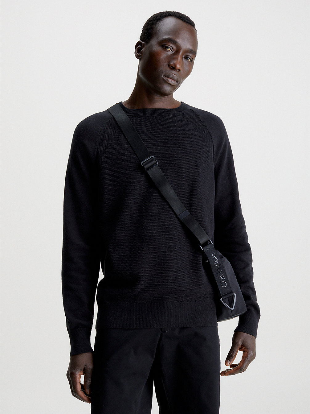 CK BLACK > Sweter Z Bawełny Organicznej Z Fakturą > undefined Mężczyźni - Calvin Klein