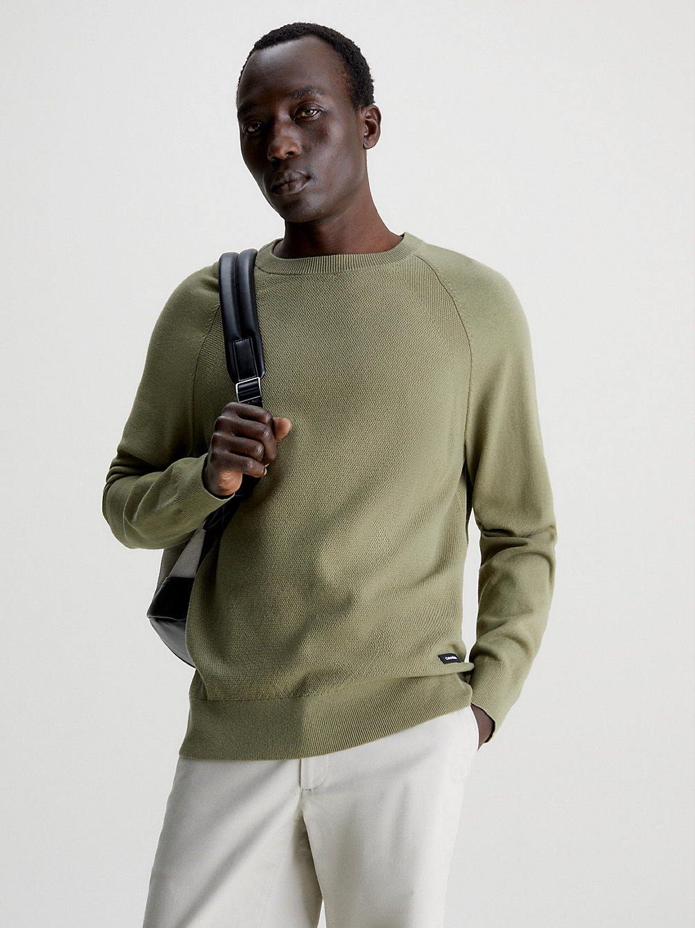 DELTA GREEN Pull En Coton Bio Texturé undefined hommes Calvin Klein