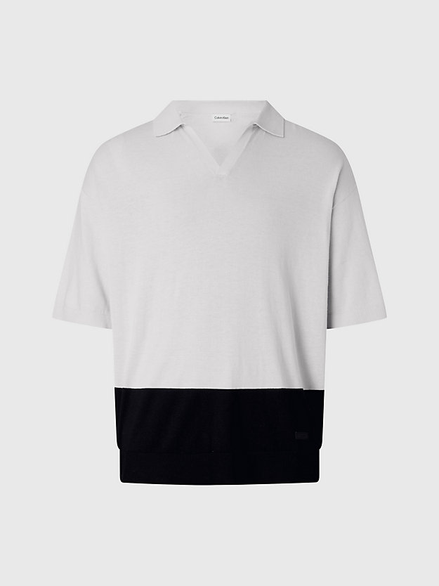 STONY BEIGE HEATHER Recycled Colourblock Polo Shirt for men CALVIN KLEIN