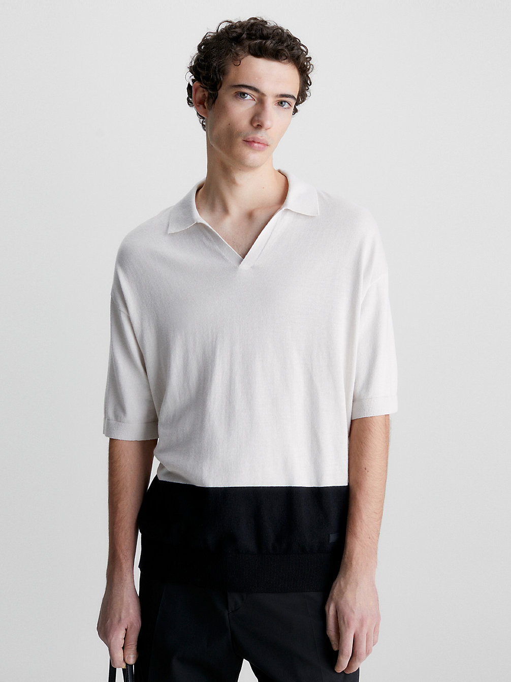 STONY BEIGE HEATHER Recycled Colourblock Polo Shirt undefined men Calvin Klein