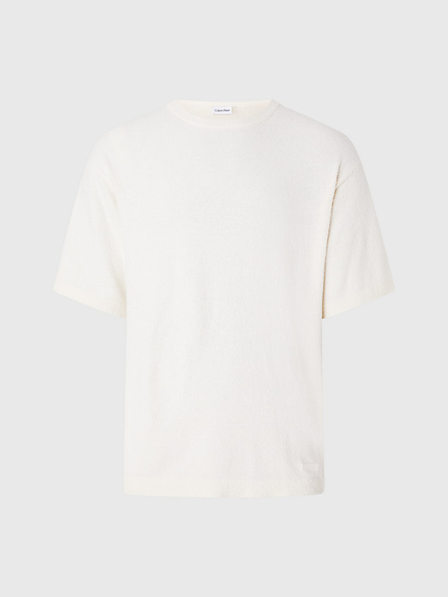 white recycled boucle t-shirt for men calvin klein