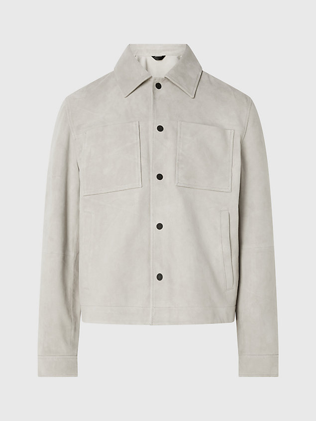 chaqueta para camisa de ante beige de hombre calvin klein