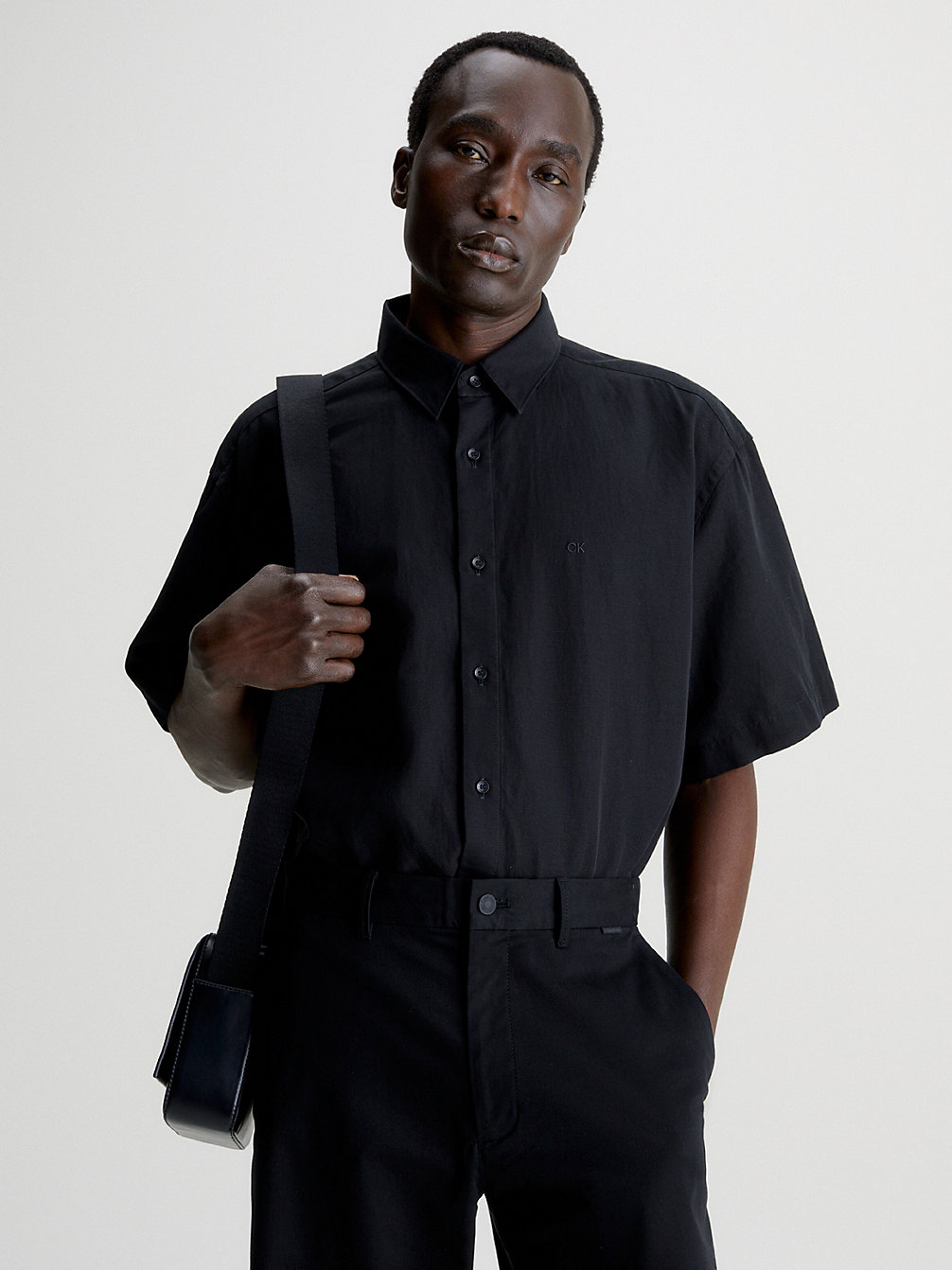 CK BLACK Camicia In Misto Lino Taglio Relaxed undefined uomo Calvin Klein