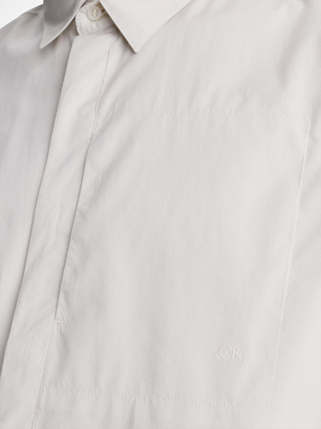 beige pudełkowa koszula z popeliny dla mężczyźni - calvin klein