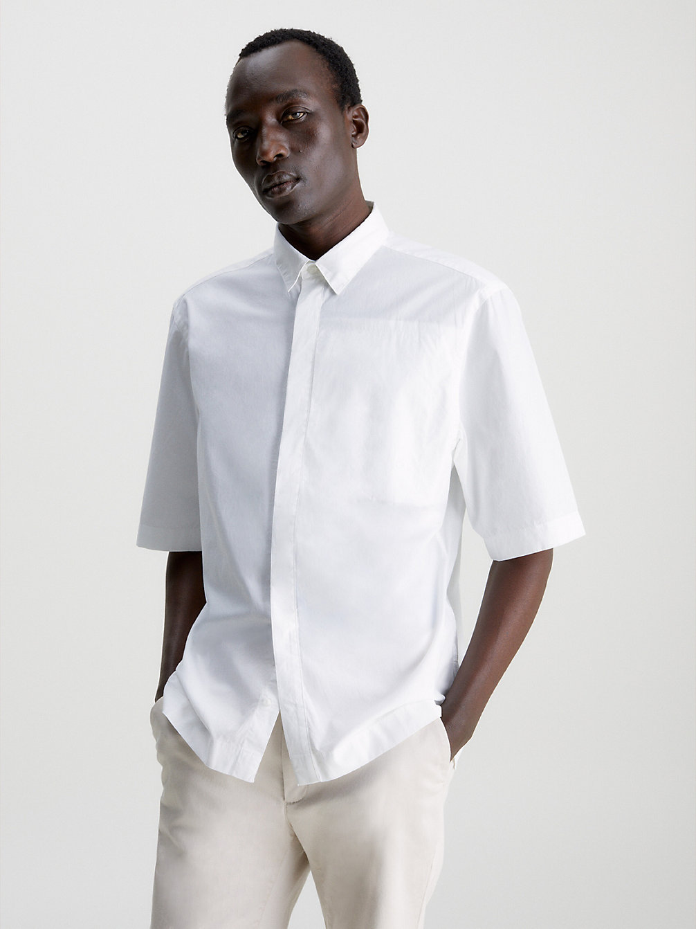 BRIGHT WHITE > Pudełkowa Koszula Z Popeliny > undefined Mężczyźni - Calvin Klein