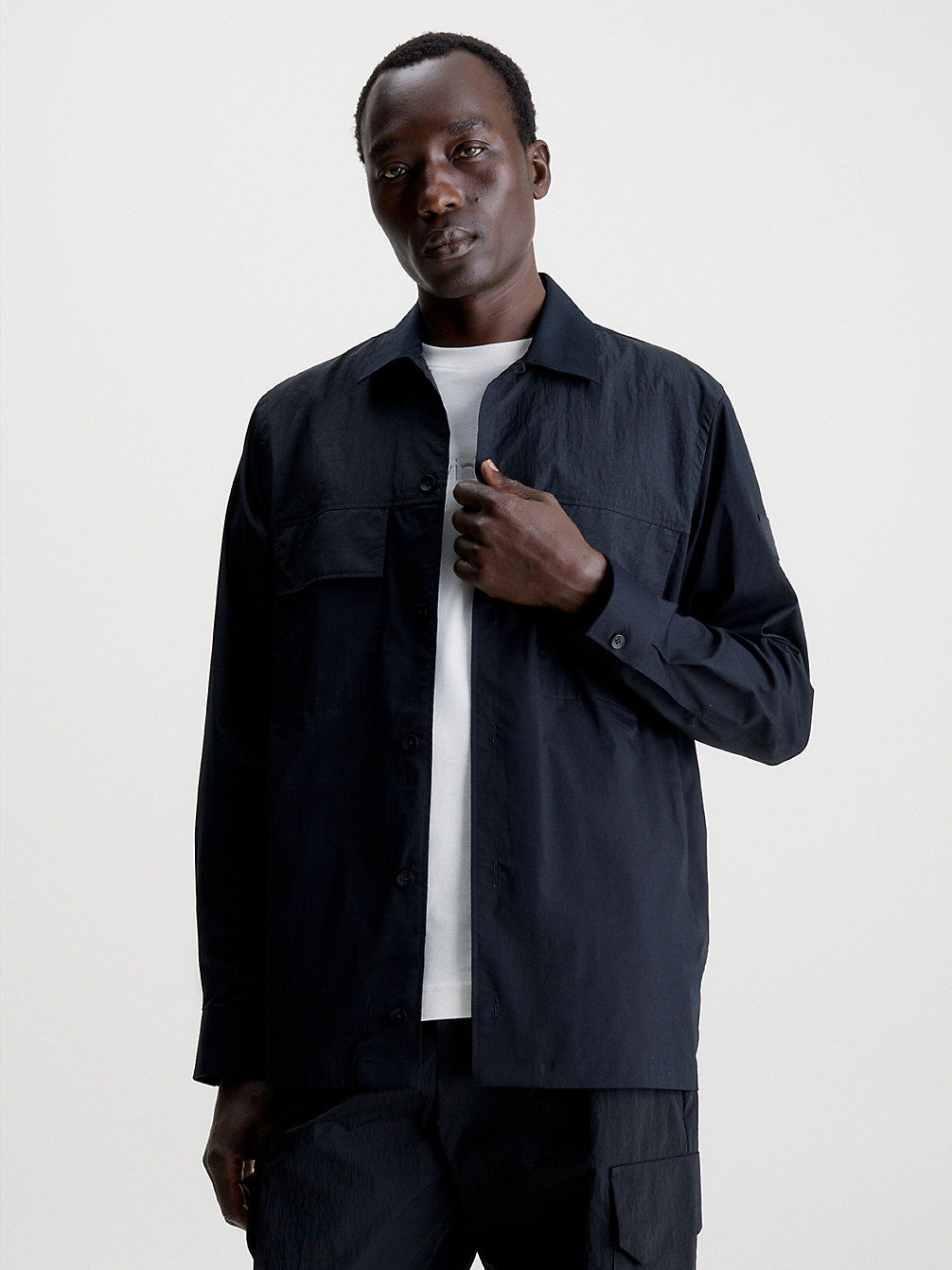 CK BLACK Camicia In Popeline Elasticizzato undefined uomo Calvin Klein