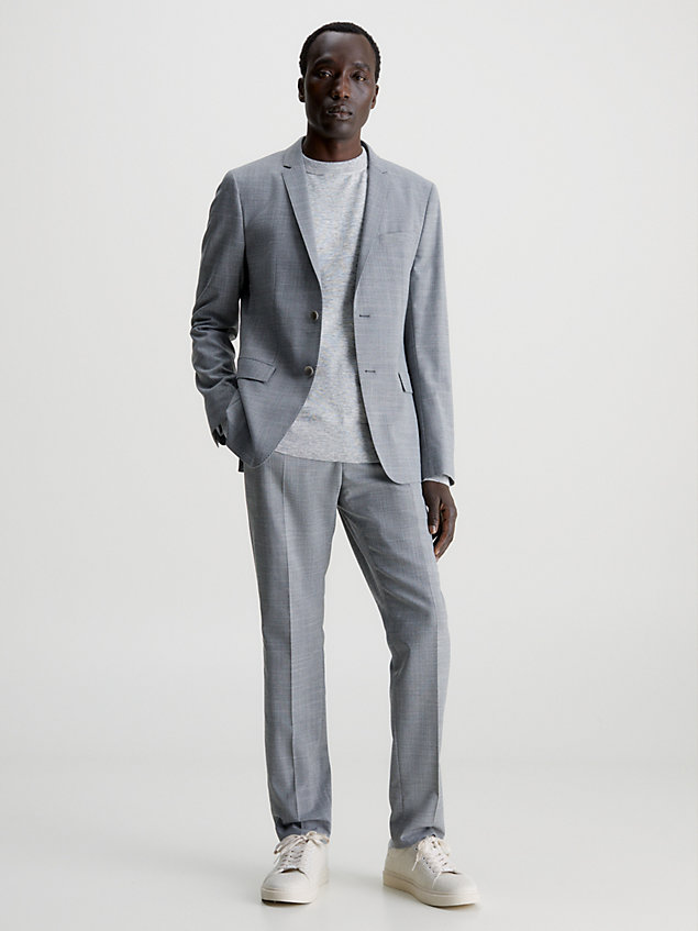 grey wąskie spodnie z mieszanki wełny dla mężczyźni - calvin klein