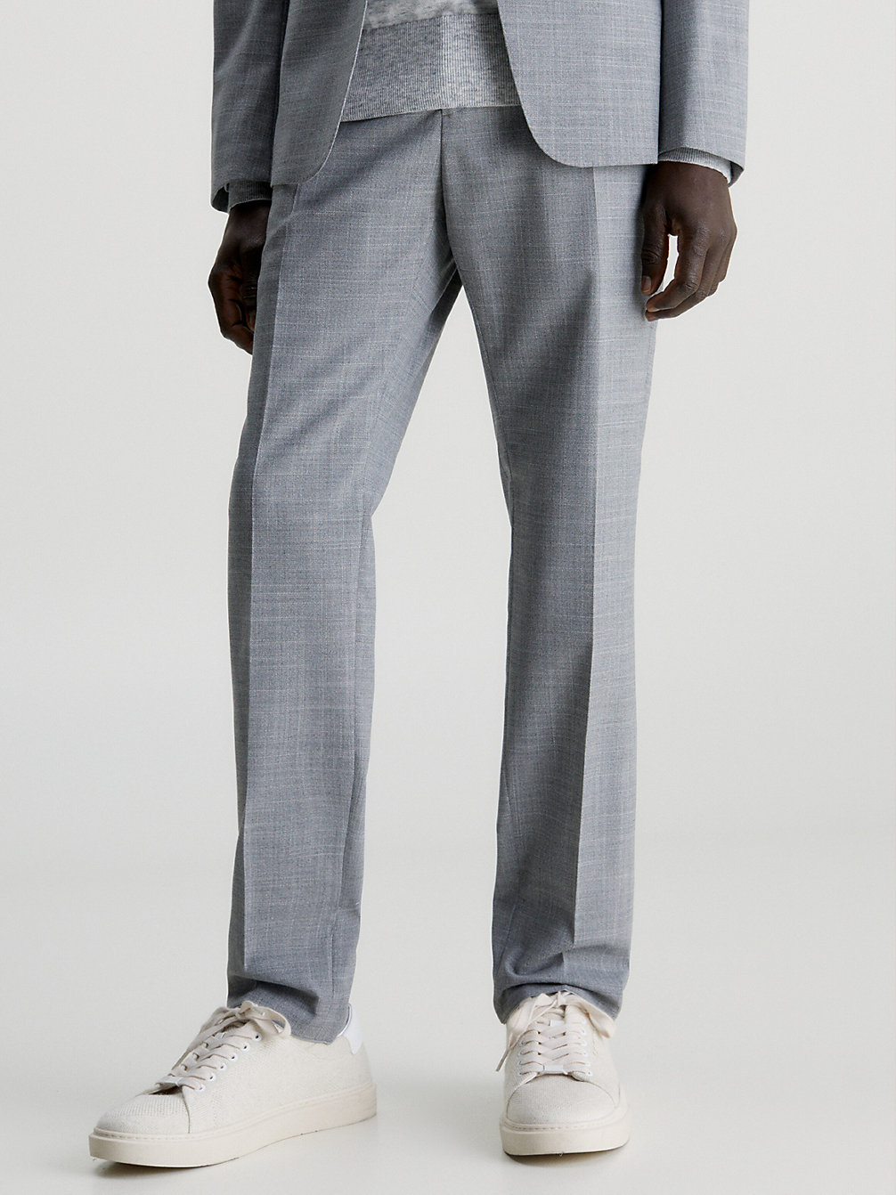 GREY FOG Slim Wool Blend Trousers undefined men Calvin Klein