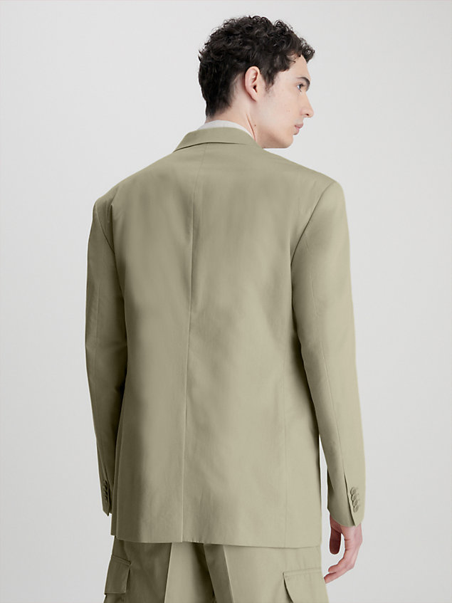 beige oversized unconstructed blazer for men calvin klein