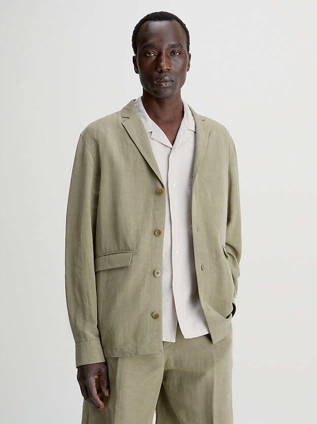 delta green linen blend shirt blazer for men calvin klein