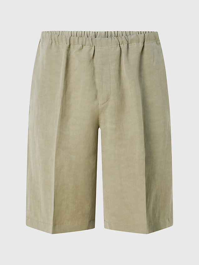 green relaxed linen blend shorts for men calvin klein