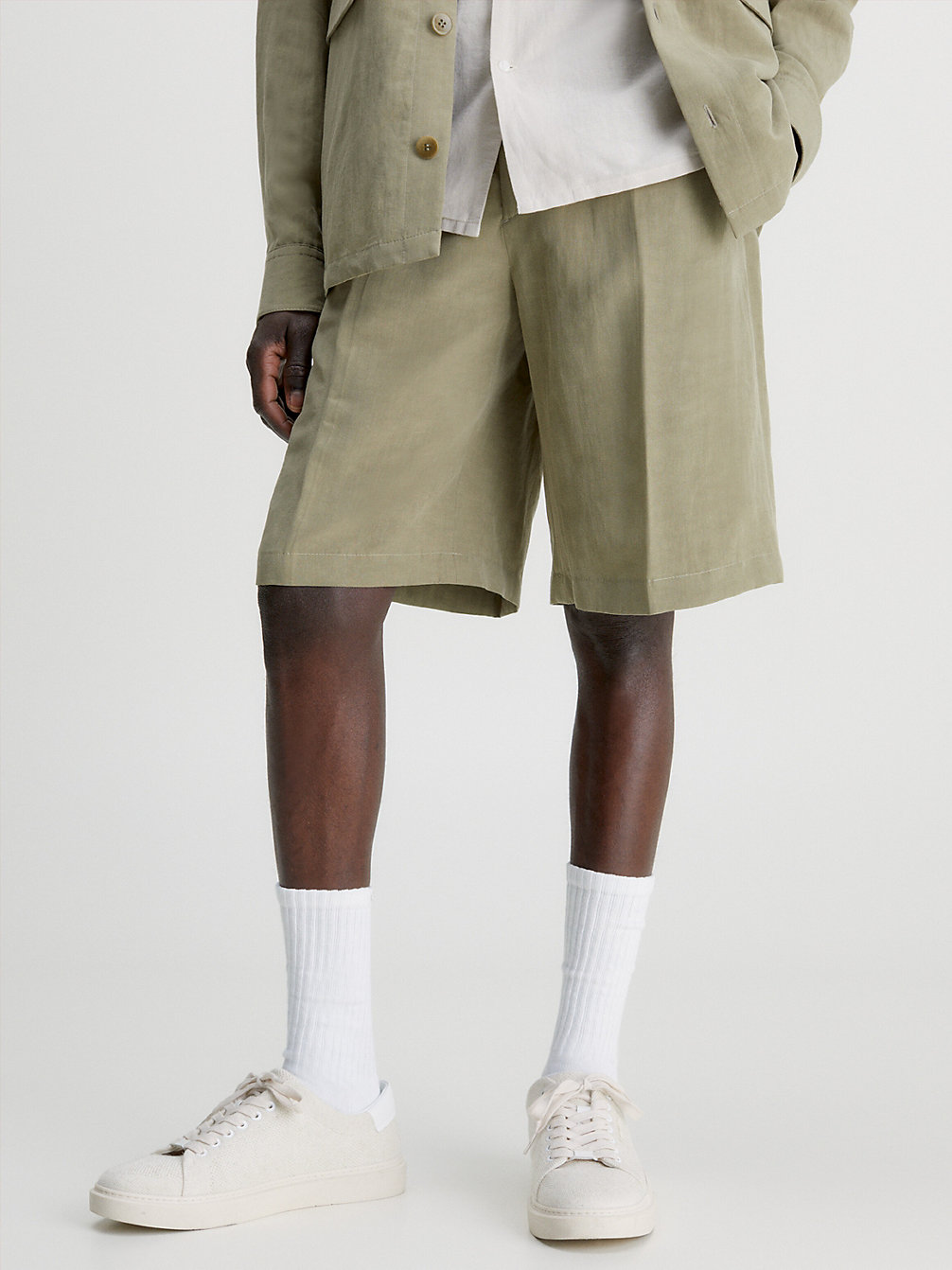DELTA GREEN Relaxed Linen Blend Shorts undefined men Calvin Klein