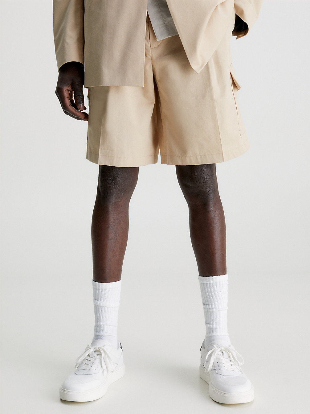 TRAVERTINE Relaxed Pleated Cargo Shorts undefined men Calvin Klein