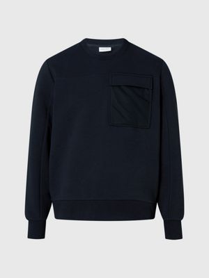 sudadera con bolsillo de malla black de hombre calvin klein