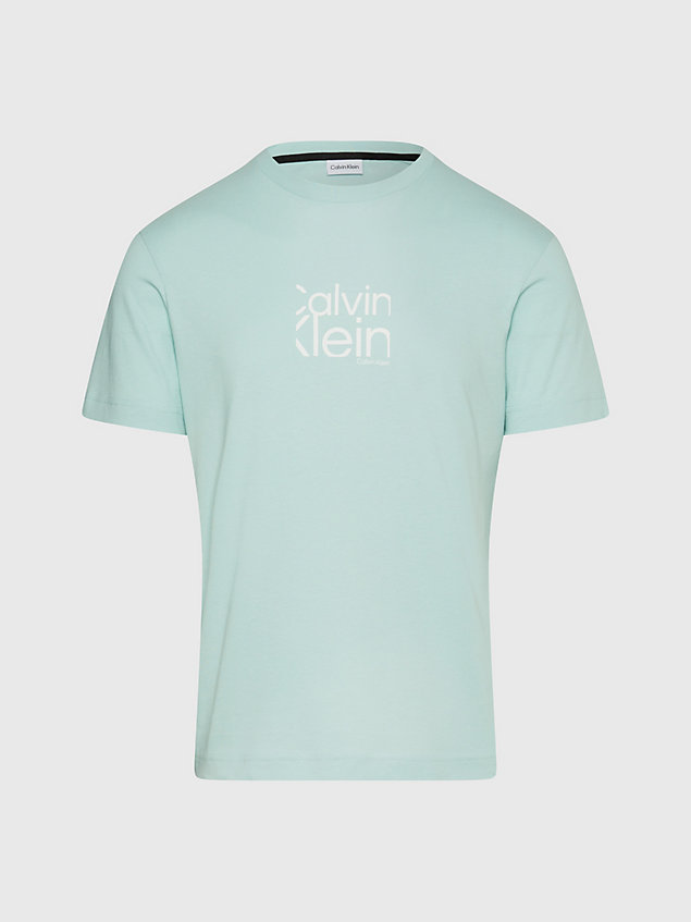 blue t-shirt z logo z bawełny organicznej dla mężczyźni - calvin klein