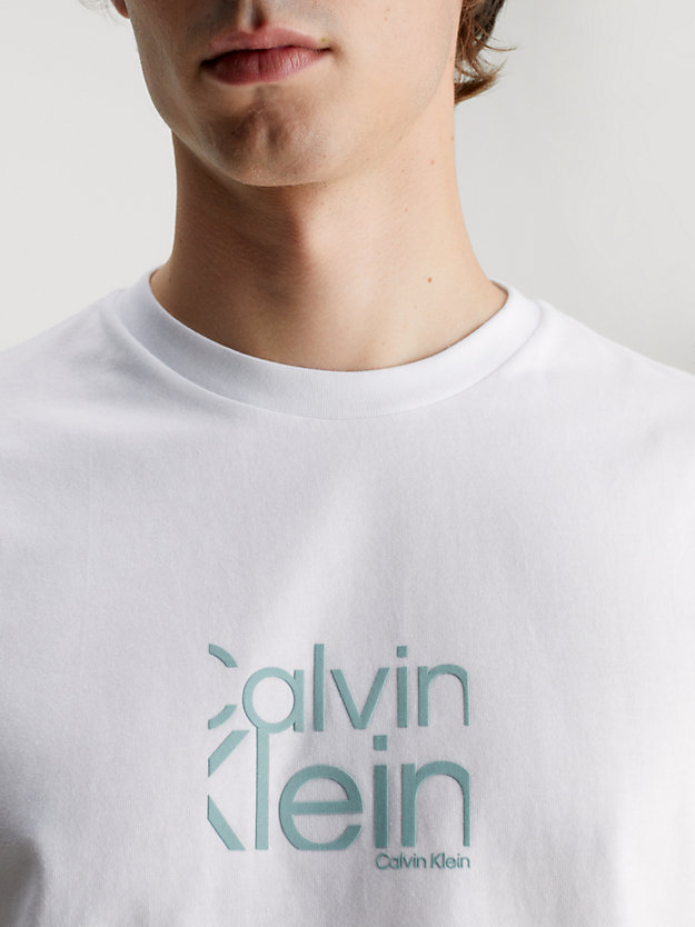 BRIGHT WHITE Camiseta de algodón orgánico con logo de hombre CALVIN KLEIN