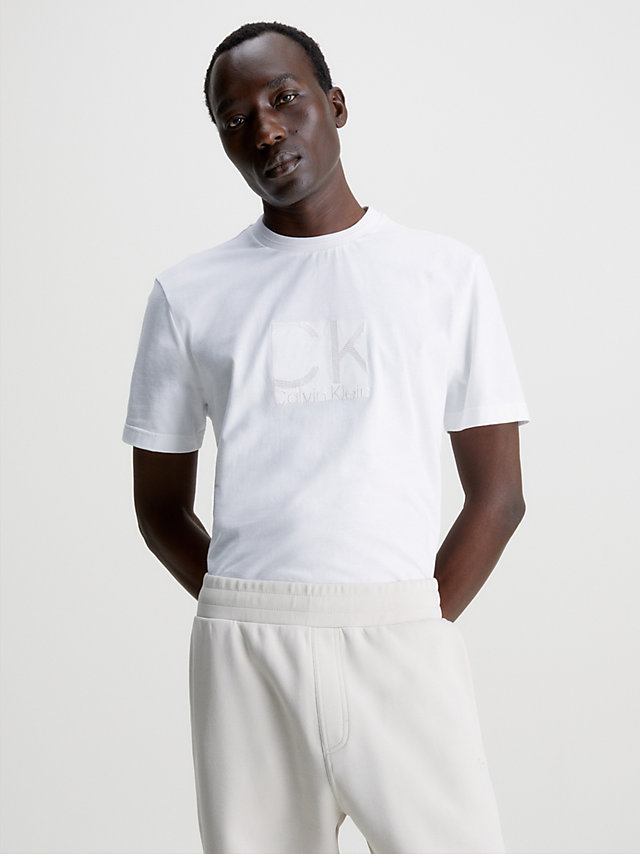 Bright White Organic Cotton Logo T-Shirt undefined men Calvin Klein
