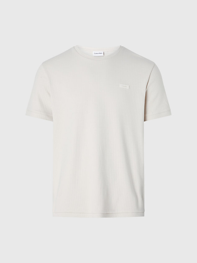 beige ściągaczowy t-shirt interlock dla mężczyźni - calvin klein