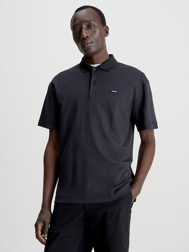 black regular fit polo shirt for men calvin klein