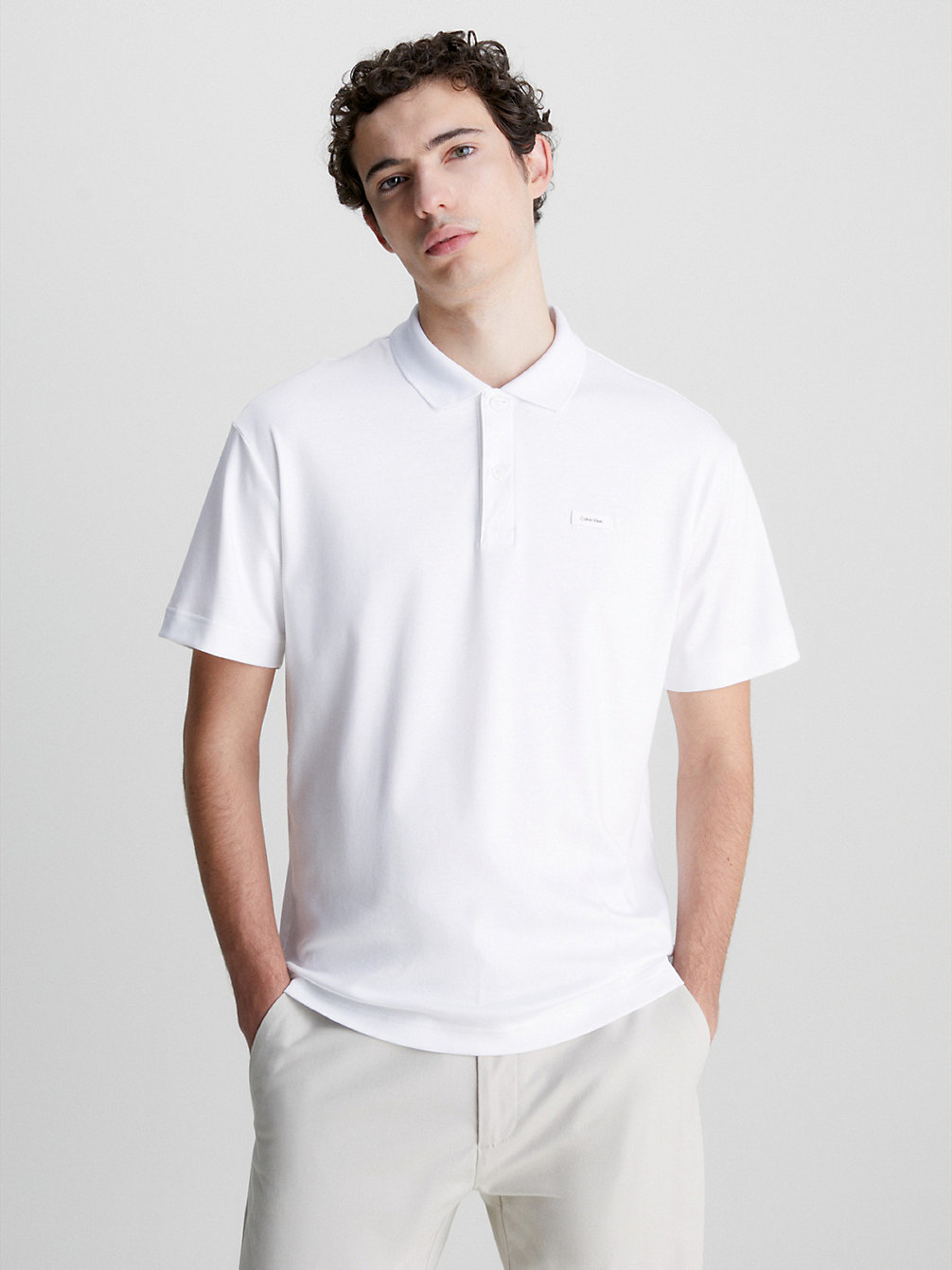 BRIGHT WHITE Relaxed Polo undefined heren Calvin Klein