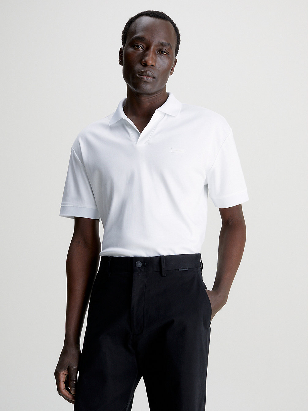 BRIGHT WHITE Polo À Patte Ouverte undefined hommes Calvin Klein