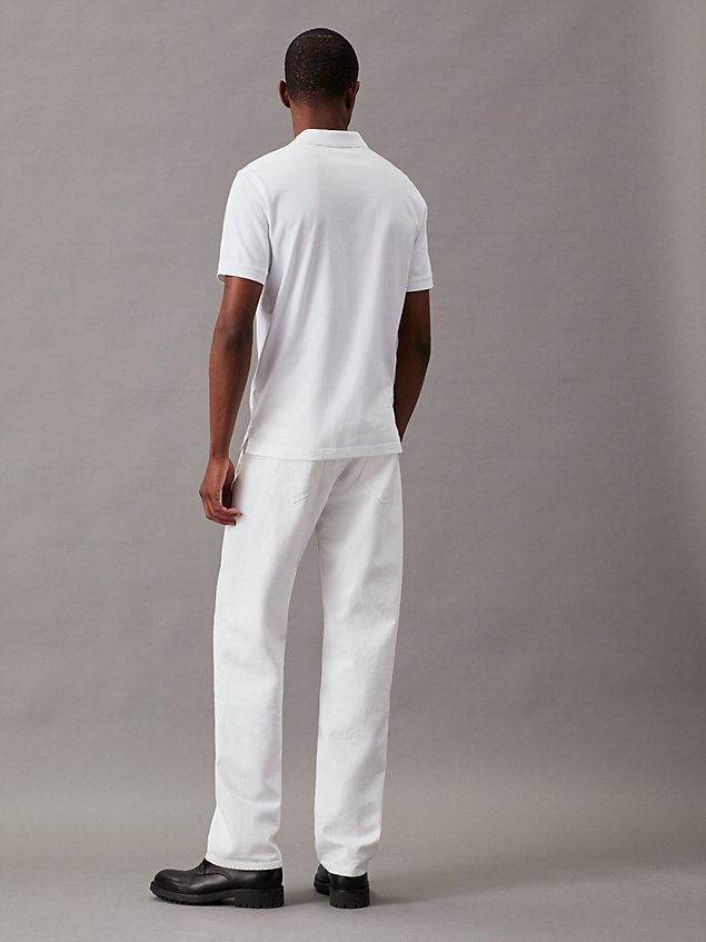 white wąska koszula polo z piki ze stretchem dla mężczyźni - calvin klein
