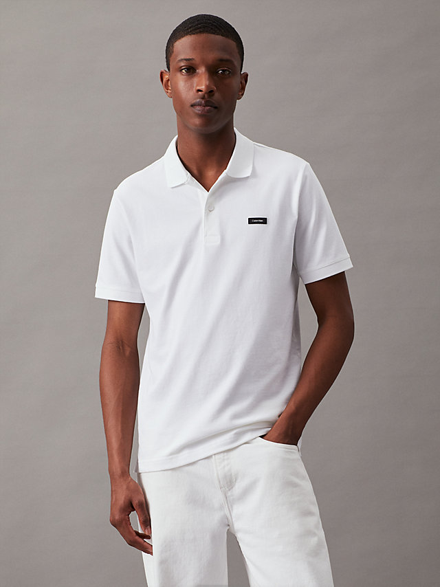 Bright White Slim Stretch Pique Polo Shirt undefined men Calvin Klein