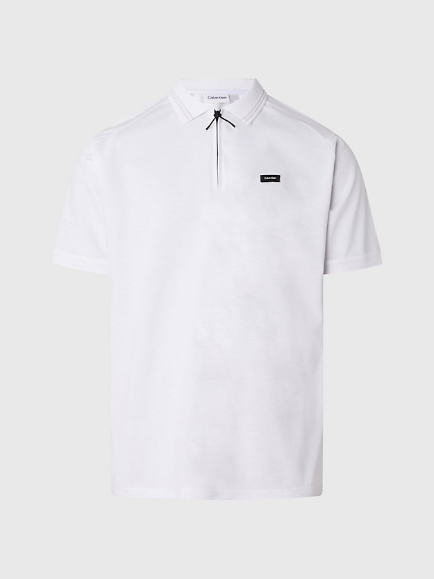 BRIGHT WHITE Relaxed Zipped Polo Shirt for men CALVIN KLEIN