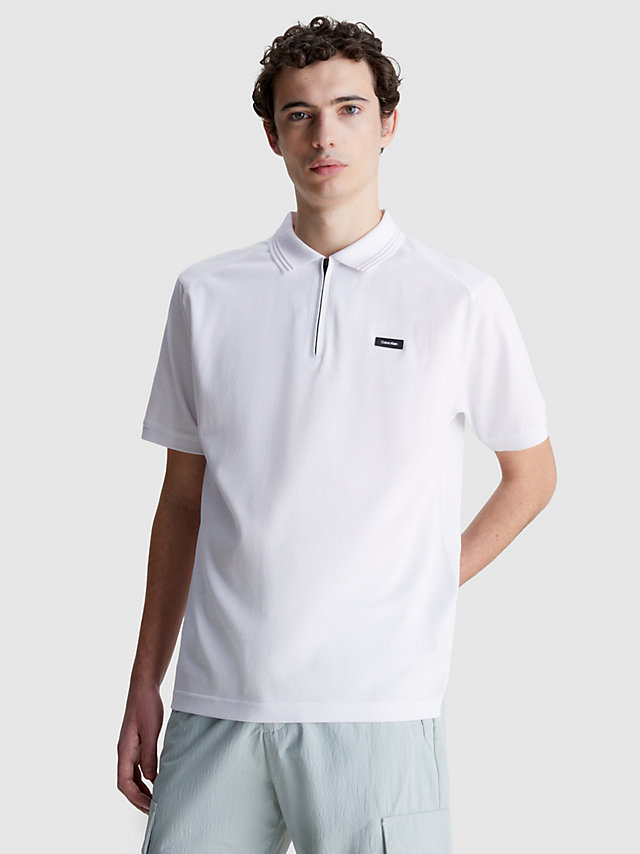 Bright White > Lässiges Reißverschluss-Poloshirt > undefined Herren - Calvin Klein