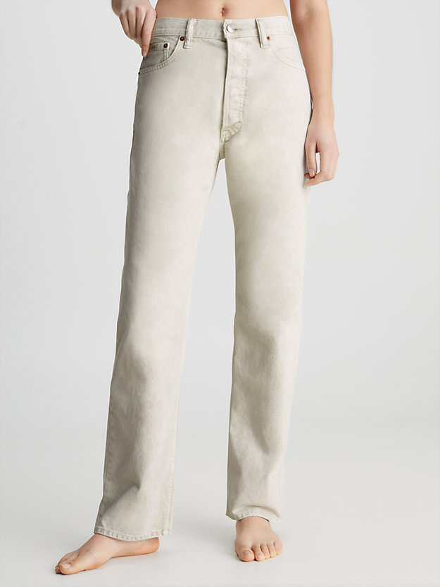 white unisex classic straight jeans - ck standards for men calvin klein