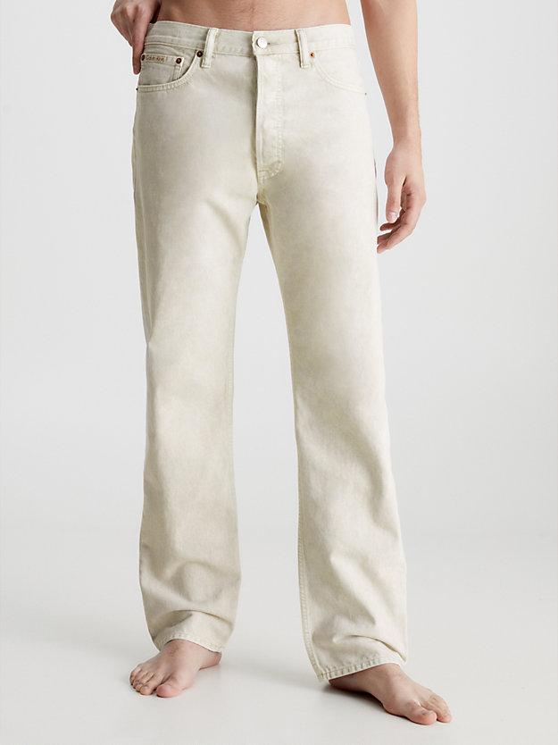 white unisex classic straight jeans - ck standards for men calvin klein