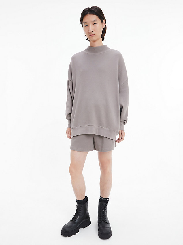 grey bawełniany sweter unisex z splocie waflowym - ck standards dla mężczyźni - calvin klein