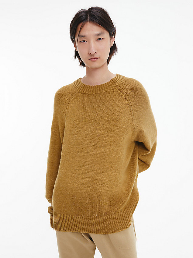 gold unisex wool blend jumper - ck standards for unisex calvin klein