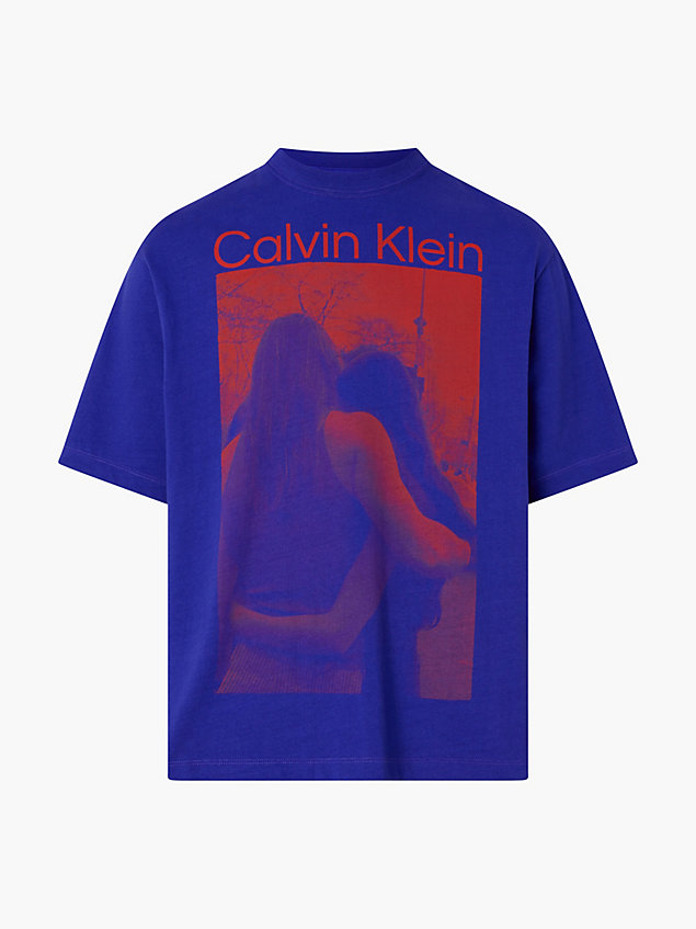 blue unisex printed t-shirt - ck standards for men calvin klein
