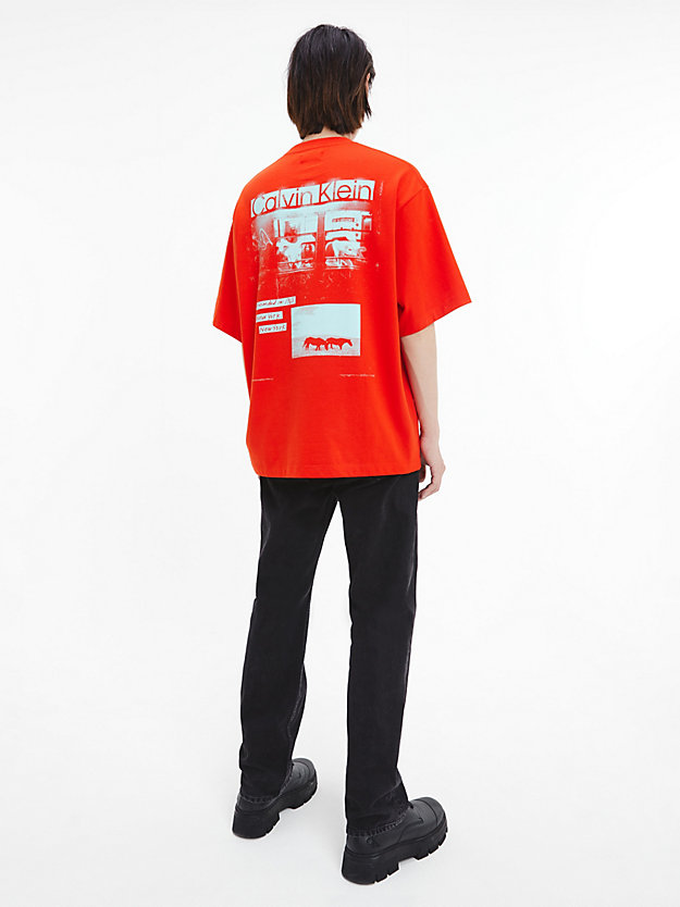 DARK FUCHSIA Unisex Printed T-shirt - CK Standards for men CALVIN KLEIN