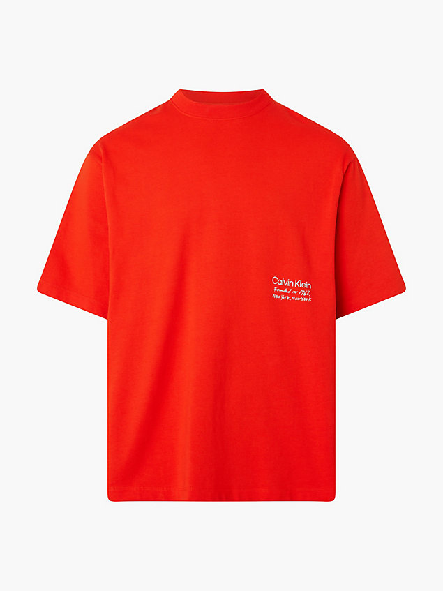 red unisex printed t-shirt - ck standards for men calvin klein