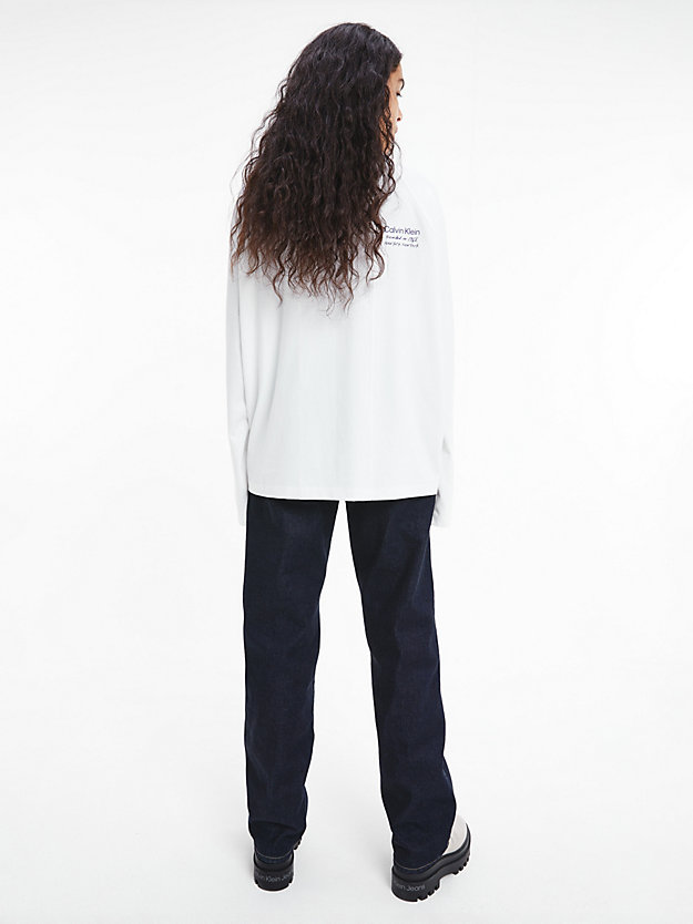 t-shirt unisexe à manches longues imprimé - ck standards brilliant white pour unisex calvin klein