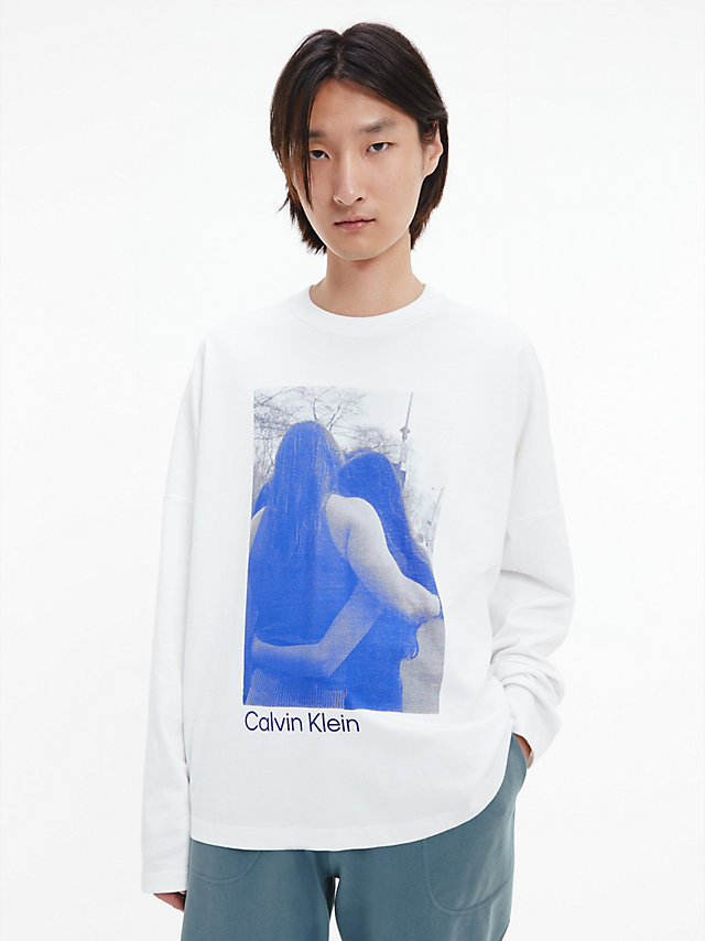 Brilliant White Unisex Printed Long Sleeve T-Shirt - CK Standards undefined unisex Calvin Klein